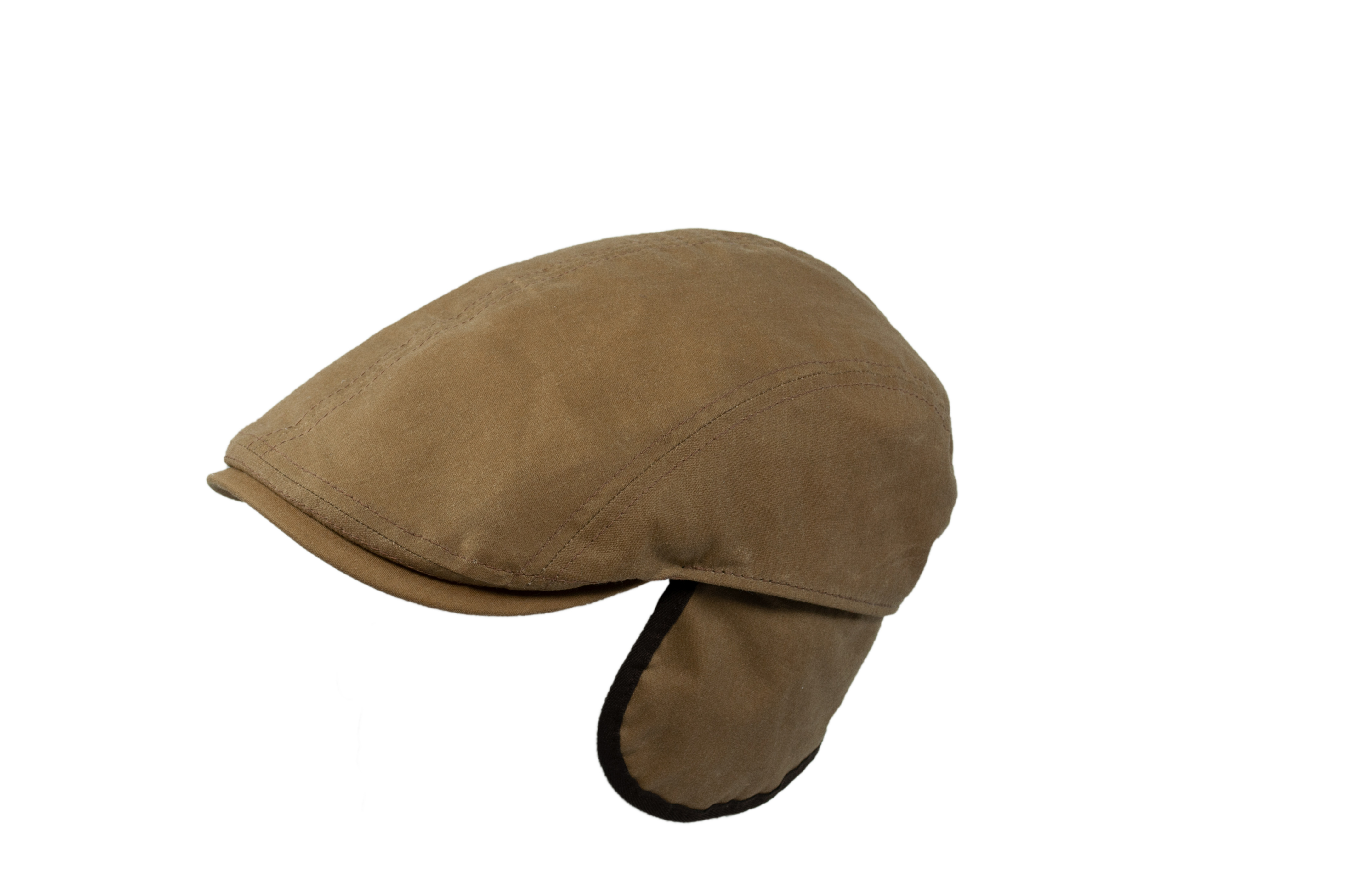 Mütze 2-teilig + Klappe -  oil skin cotton 56 cm Camel