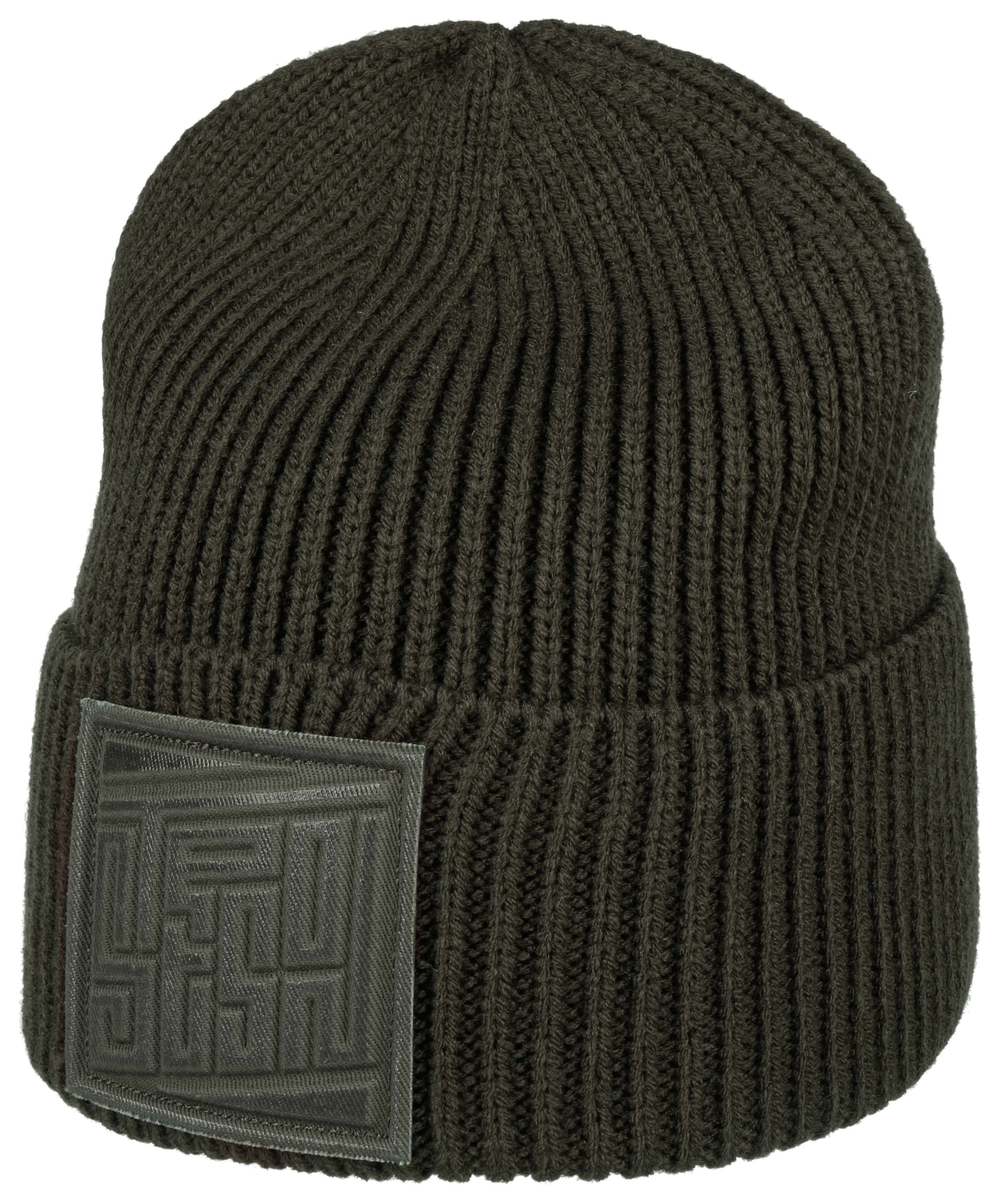 Beanie Embossed Badge Olive One Size